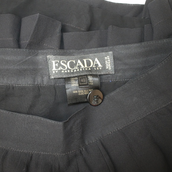 NEW Escada 100% Silk Black Pleated Skirt M - Picture 8 of 8